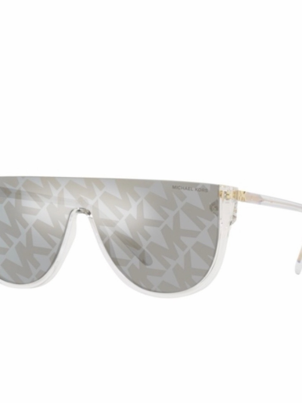 Michael Kors Clear Frame Silver Logo Shield Sunglasses